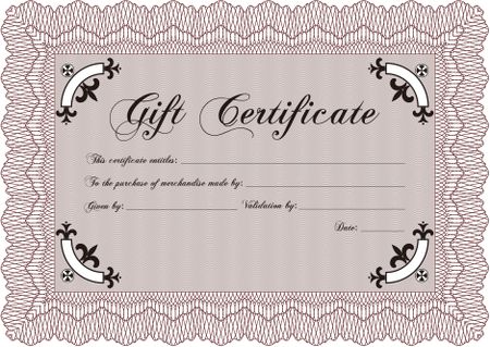 Gift certificate. Detailed. Cordial design. With background.