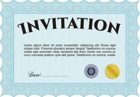 Invitation template. Detailed. Cordial design. With background.