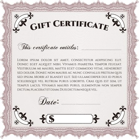 Gift certificate. Detailed. Cordial design. With background. 