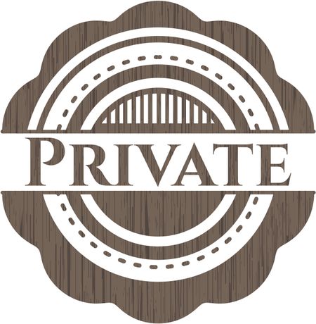 Private badge with wood background