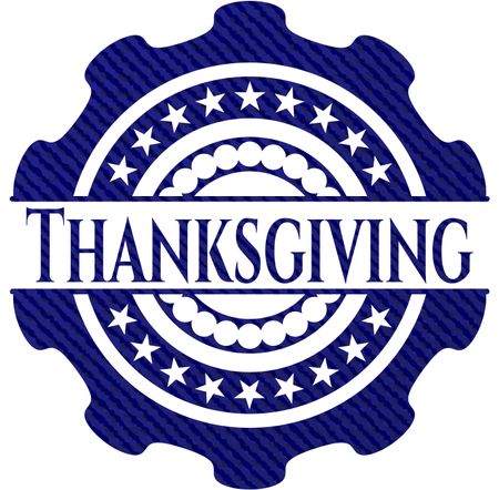 Thanksgiving emblem with denim texture