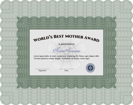 World's Best Mom Award Template. Excellent design. With complex background. Customizable, Easy to edit and change colors. 