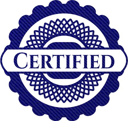 Certified emblem with denim texture