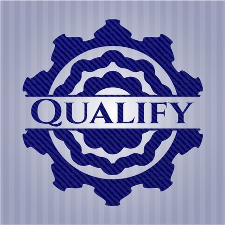 Qualify emblem with denim texture
