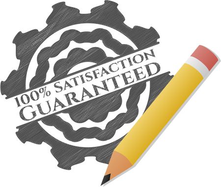 100% Satisfaction Guaranteed pencil strokes emblem