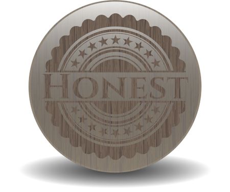 Honest wooden emblem. Retro