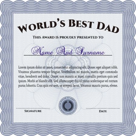 World's Best Father Award Template. Customizable, Easy to edit and change colors. With complex background. Excellent design. 