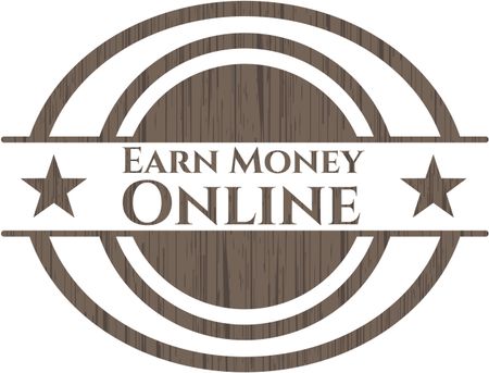 Earn Money Online vintage wood emblem