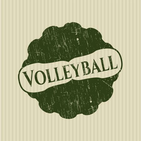 Volleyball rubber stamp with grunge texture
