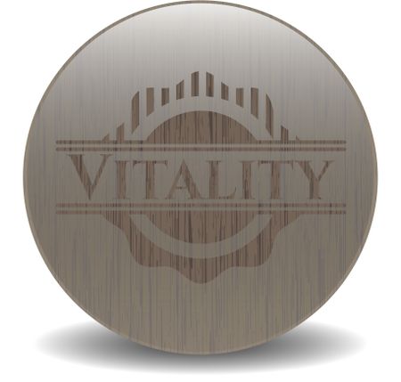 Vitality badge with wooden background