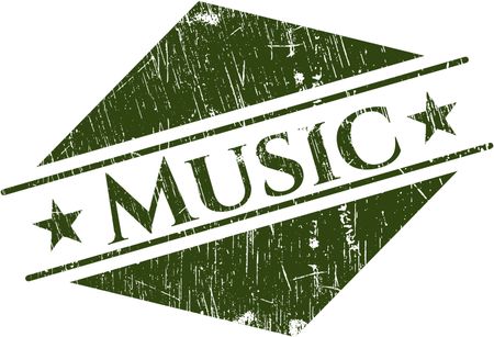 Music rubber grunge stamp