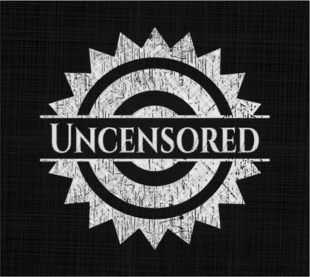 Uncensored chalk emblem, retro style, chalk or chalkboard texture