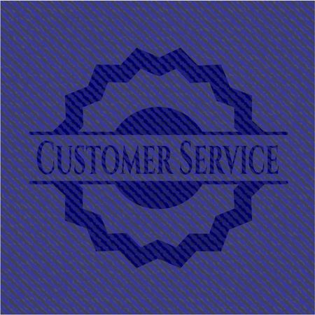 Customer Service jean or denim emblem or badge background