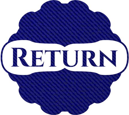 Return jean or denim emblem or badge background