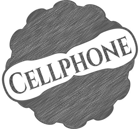 Cellphone emblem draw with pencil effect
