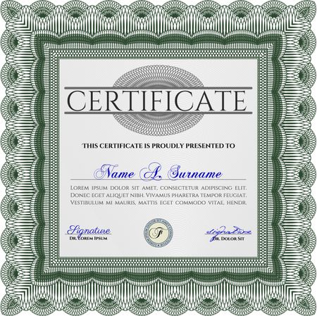 Green Sample Certificate. Vector pattern that is used in money and certificate. Artistry design. With quality background.