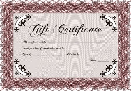 Gift certificate template. Border, frame. Superior design. With quality background. 