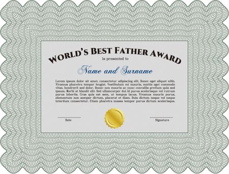 Best Dad Award. With quality background. Lovely design. Border, frame. 