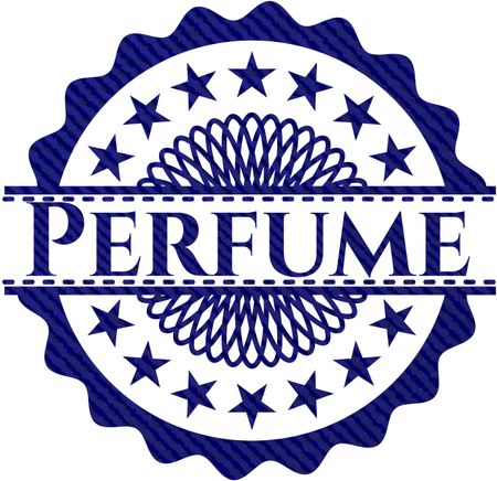 Perfume emblem with denim texture