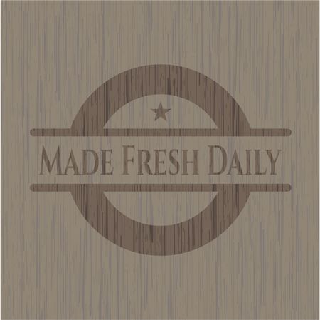 Made Fresh Daily wooden emblem. Retro