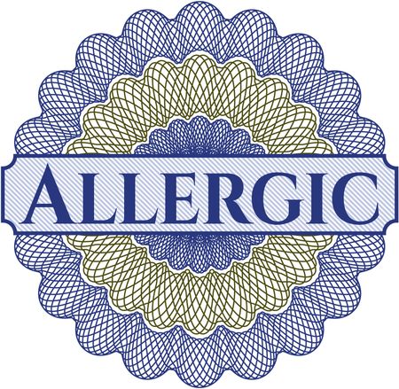 Allergic written inside rosette