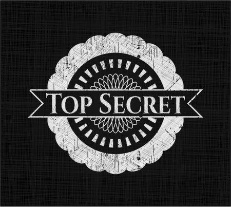 Top Secret chalk emblem, retro style, chalk or chalkboard texture