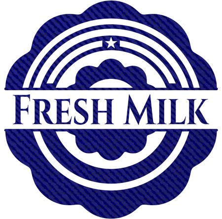 Fresh Milk emblem with denim high quality background