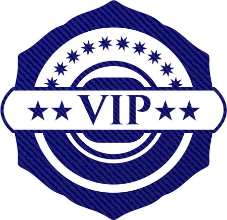 VIP emblem with denim high quality background