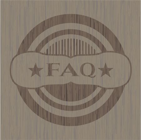 FAQ retro style wooden emblem