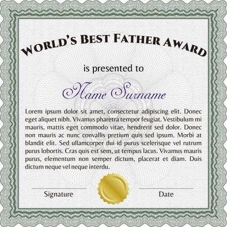 World's Best Dad Award Template. Customizable, Easy to edit and change colors. Good design. With background. 