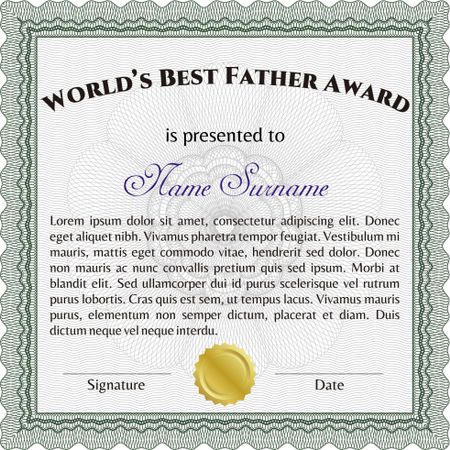 World's Best Dad Award Template. Customizable, Easy to edit and change colors. Good design. With background.