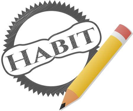 Habit emblem draw with pencil effect