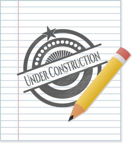 Under Construction emblem draw with pencil effect