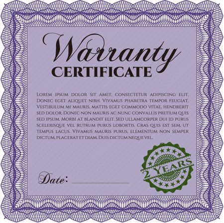 Warranty template or warranty certificate. Sophisticated design. 