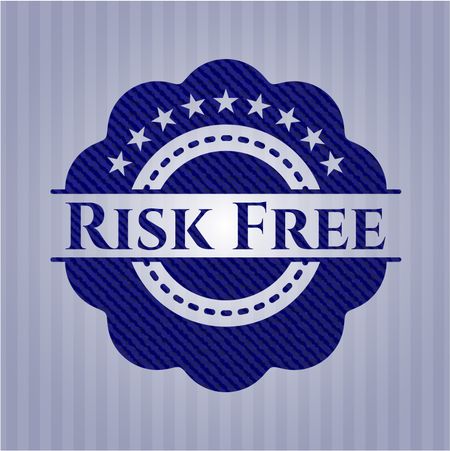 Risk Free badge with denim background