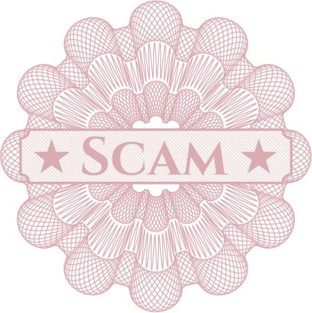 Scam inside money style emblem or rosette