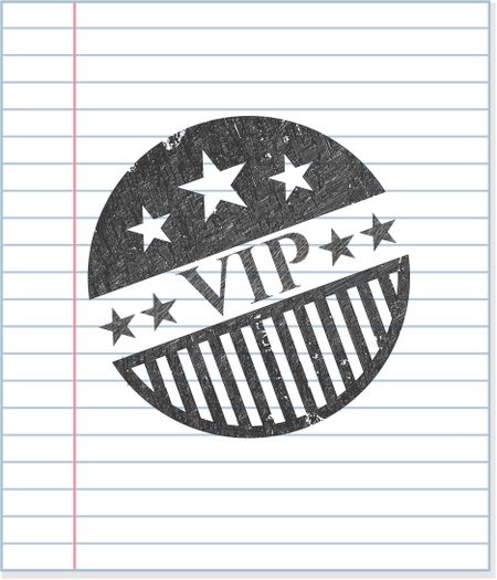 VIP emblem drawn in pencil