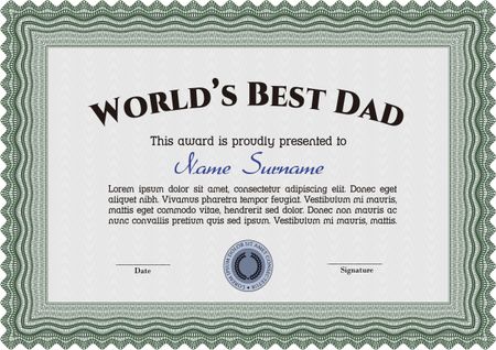 Best Father Award. Artistry design. Border, frame. With complex linear background. 