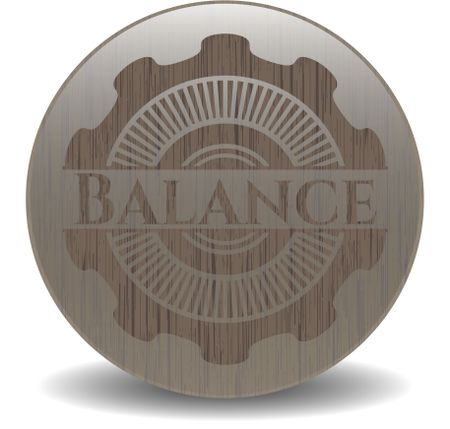 Balance realistic wooden emblem