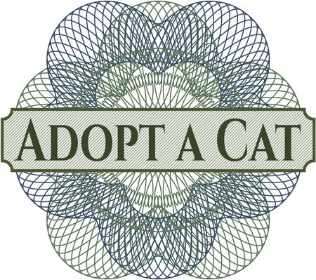 Adopt a Cat written inside a money style rosette