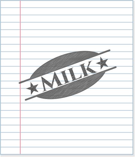 Milk emblem with pencil effect
