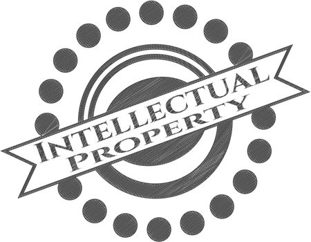 Intellectual property emblem drawn in pencil