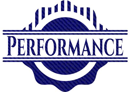 Performance emblem with denim texture
