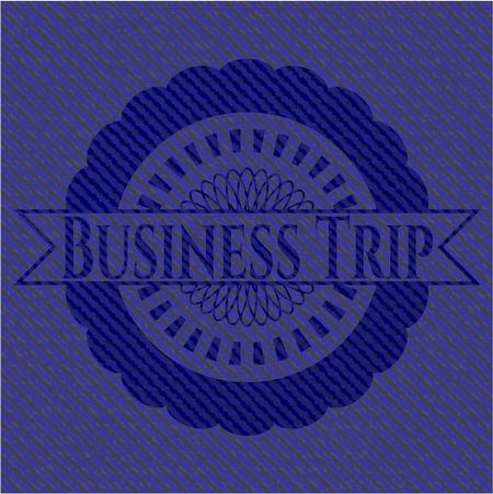 Business Trip badge with jean texture