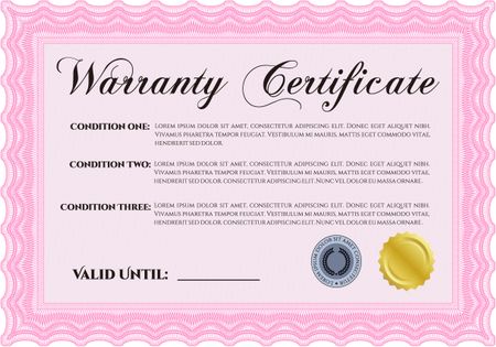 Warranty template or warranty certificate. 