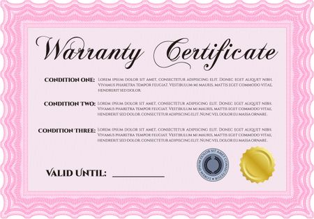 Warranty template or warranty certificate.