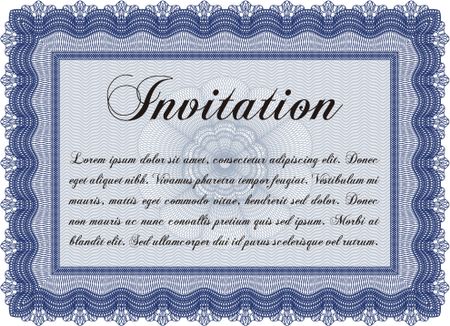 Retro vintage invitation template. Sophisticated design. With great quality guilloche pattern.