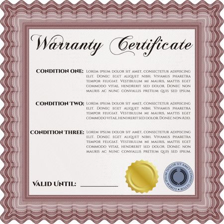 Warranty template or warranty certificate. Sophisticated design. With great quality guilloche pattern. 