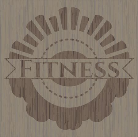 Fitness retro style wooden emblem