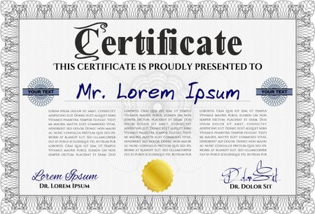 Certificate or diploma template. Easy to print. Customizable, Easy to edit and change colors. Cordial design. Grey color.